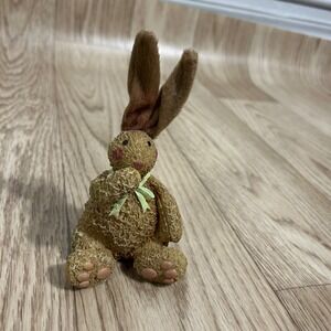 Unbranded Bunny Figurine Tan Resin Easter Rabbit 5.5" Brown Rustic Decor